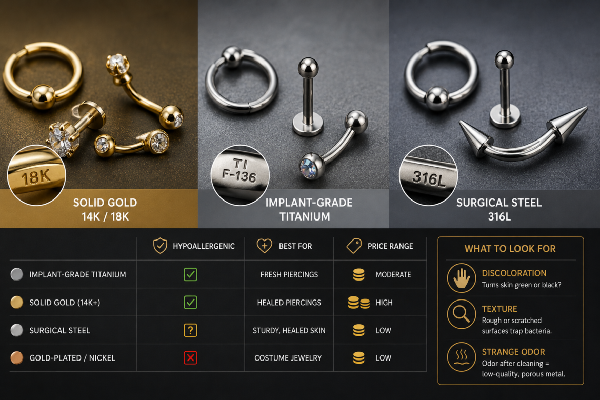Gold vs. Titanium vs. Surgical Steel Which Piercing Jewelry Is Safest for You